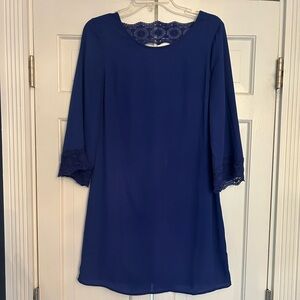 Blue Dress with open back detail, flowy feminine